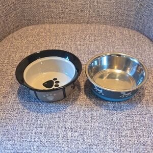 Pet Food and Water Bowls Set